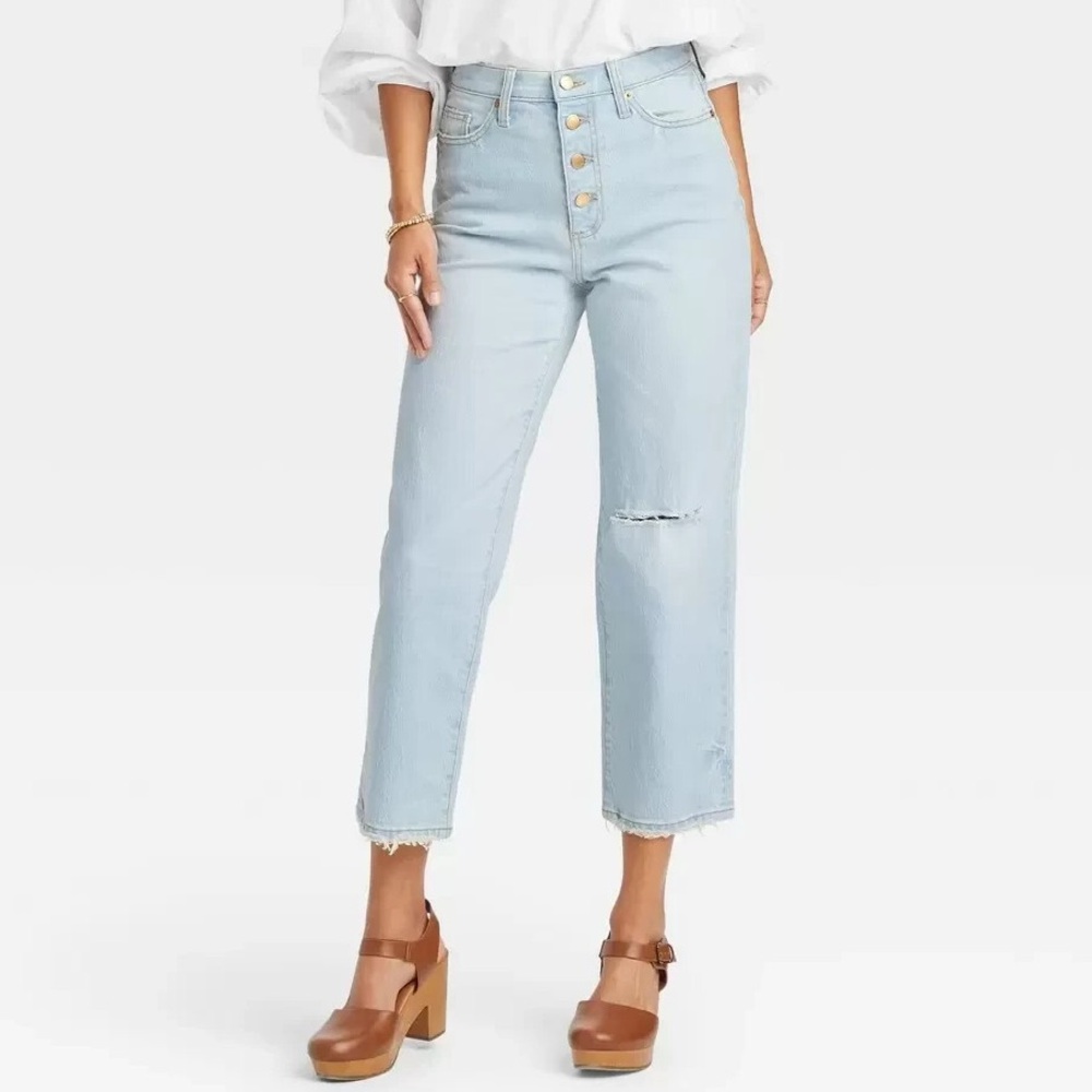 *NEW* Universal Thread Vintage Straight Jeans Cropped Distressed Size 10 NWOT